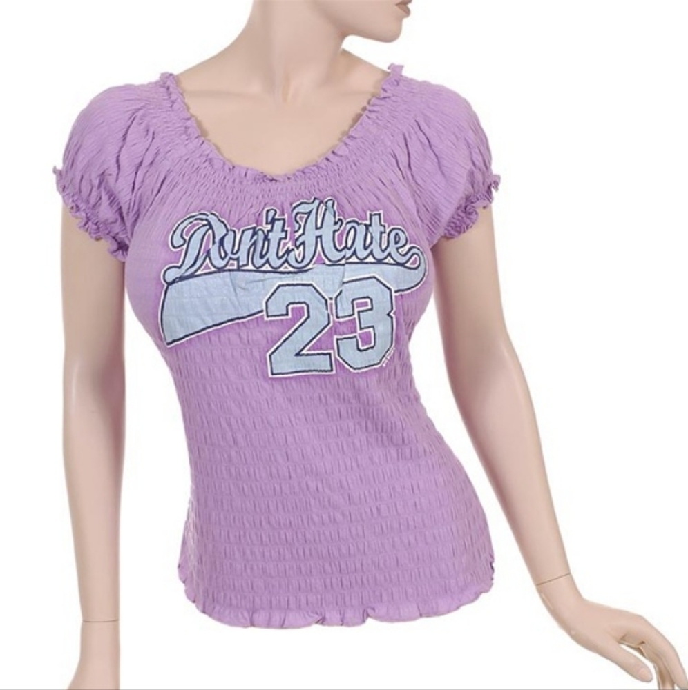 Big Flirt Smocked Graphic Tee Lavendar JR2X
